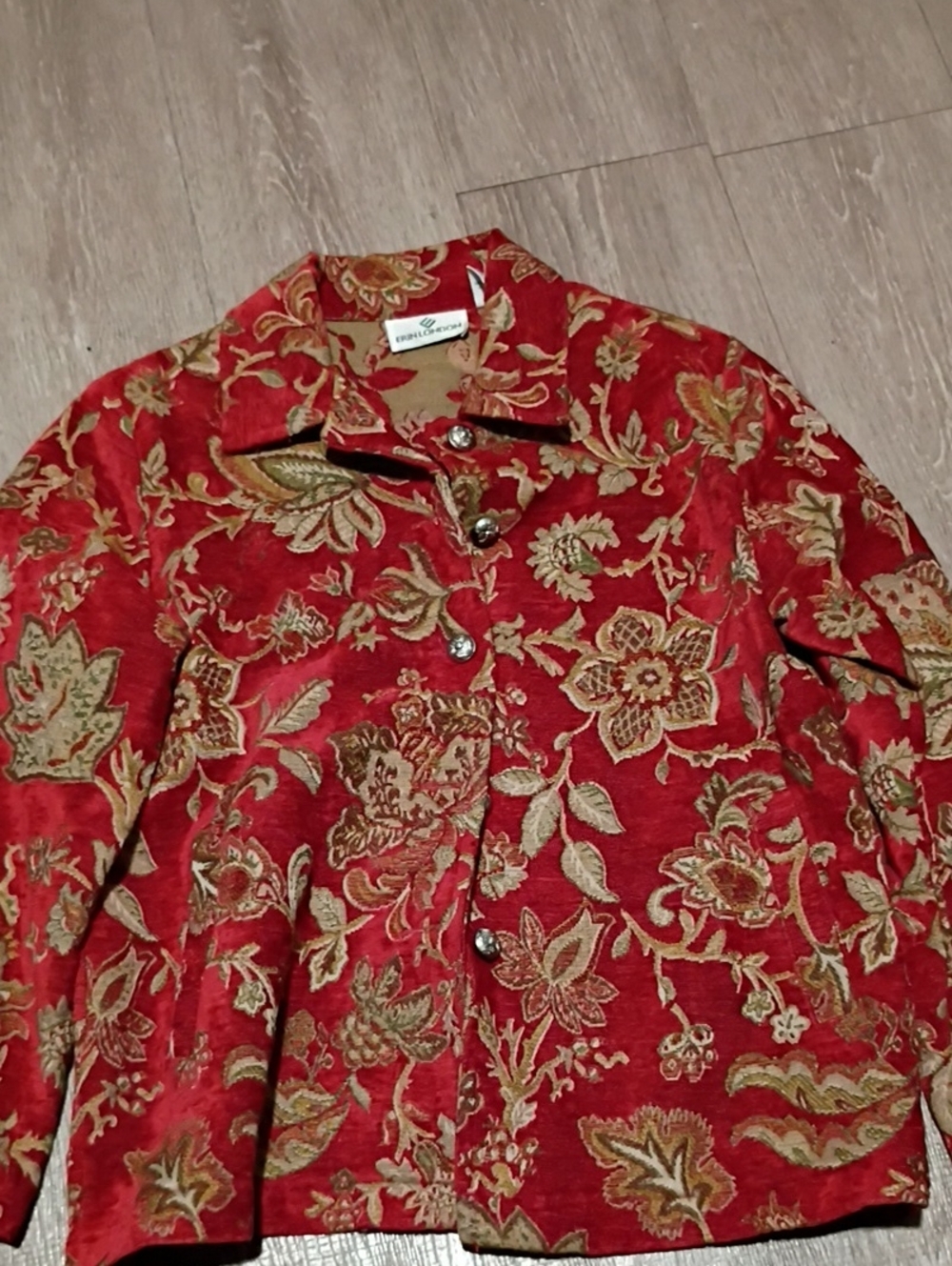 Erin London Red Floral Brocade Jacket